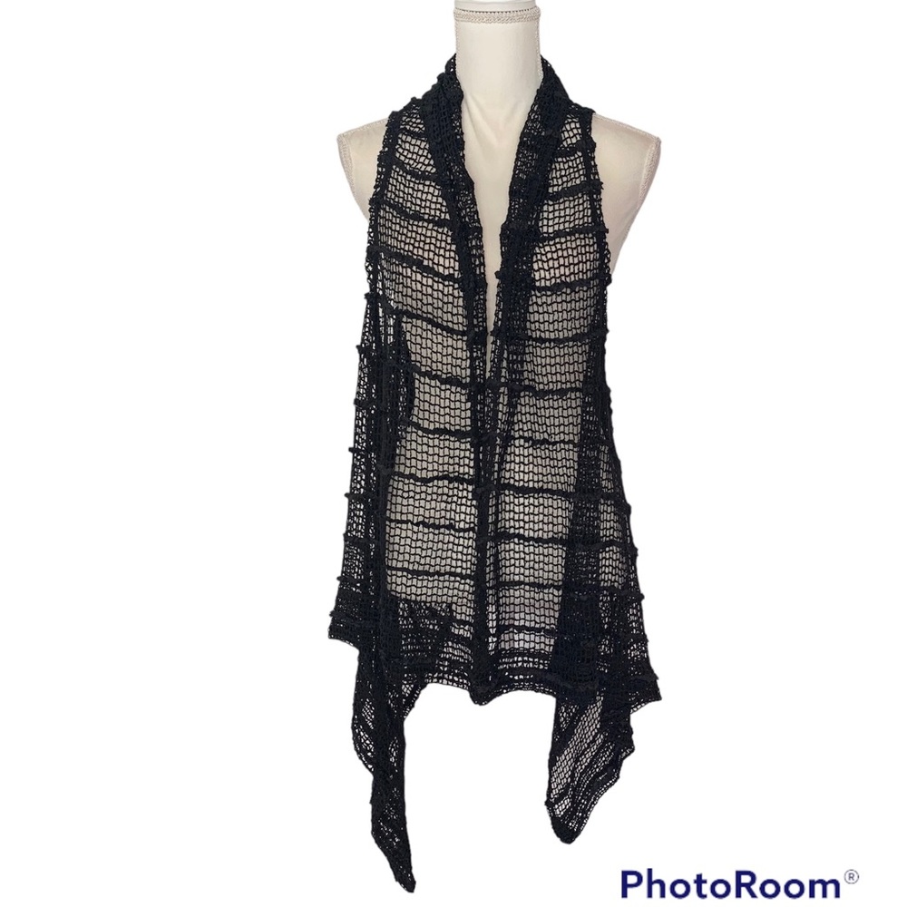 Decorated Originals Black Sleeveless Open Front Vest Cardigan Size 2XL